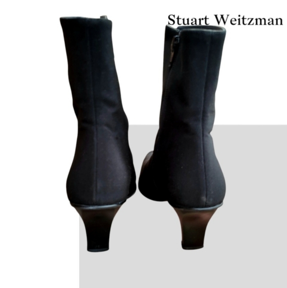 Stuart Weitzman Kitten Juniper Short Black Gortex Knit Ankle Boot Shoe Women 8 - Picture 3 of 14